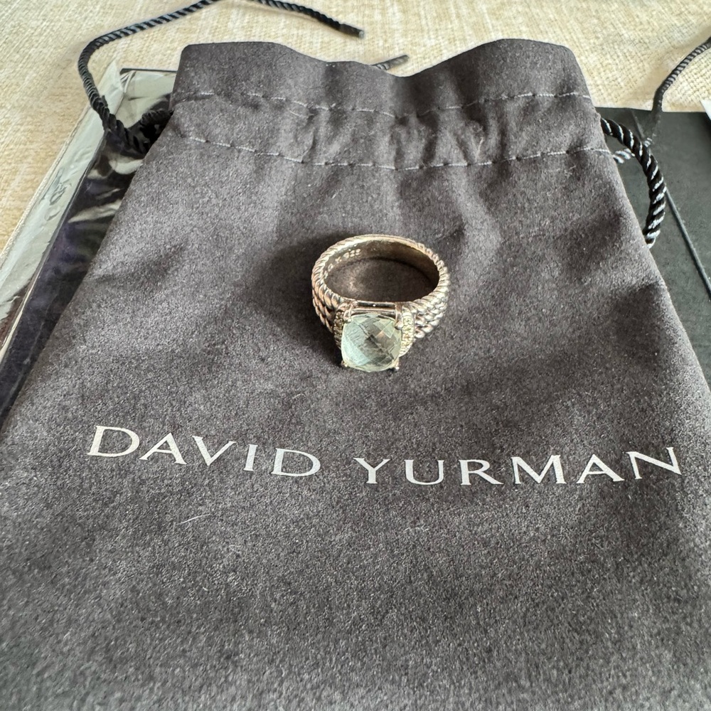 David Yurman Silver and Green Ring